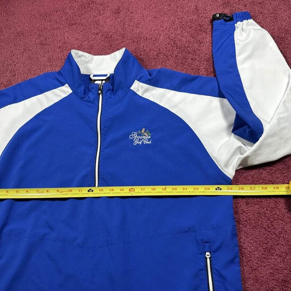 FJ Footjoy Golf Pullover 1/4 Zip Men XL Blue Spooner Golf Club LS Jacket